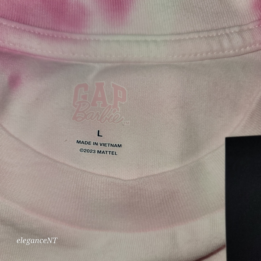 Gap Team Barbie Kensational Pink Tie Dye Shirt Sz: L NWT - Picture 2 of 8